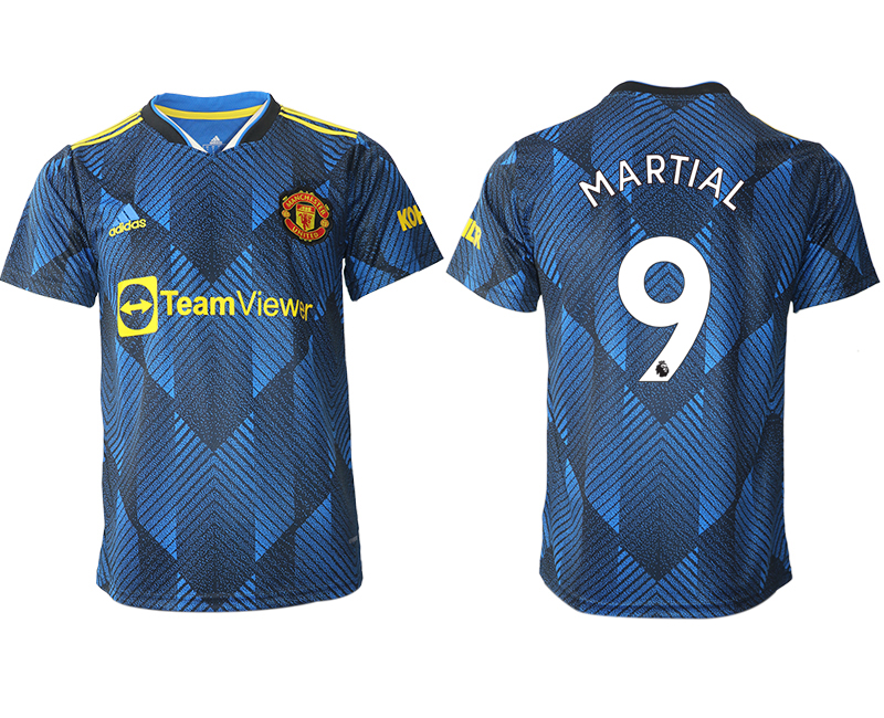 Men 2021-2022 Club Manchester United Second away aaa version blue #9 Soccer Jersey->manchester united jersey->Soccer Club Jersey